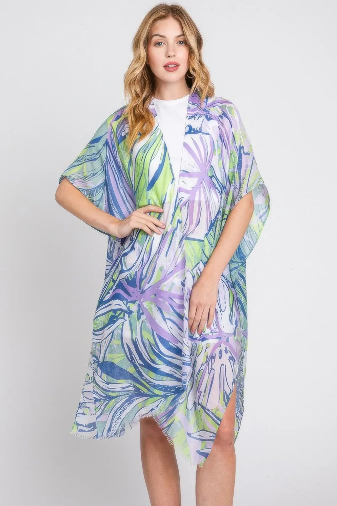Hand Drawn Tropical Leaves Kimono | Mixtshop LLC