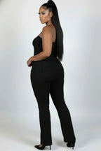 Plus Size Ultra-fine Ribbed Slit Tube Top & High-waist Flare Pants Set | Mixtshop LLC