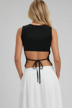 Sleeveless Mock Neck Top With Adjustable Side Slit Tie | Mixtshop LLC