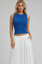 Sleeveless Mock Neck Top With Adjustable Side Slit Tie | Mixtshop LLC