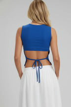 Sleeveless Mock Neck Top With Adjustable Side Slit Tie | Mixtshop LLC