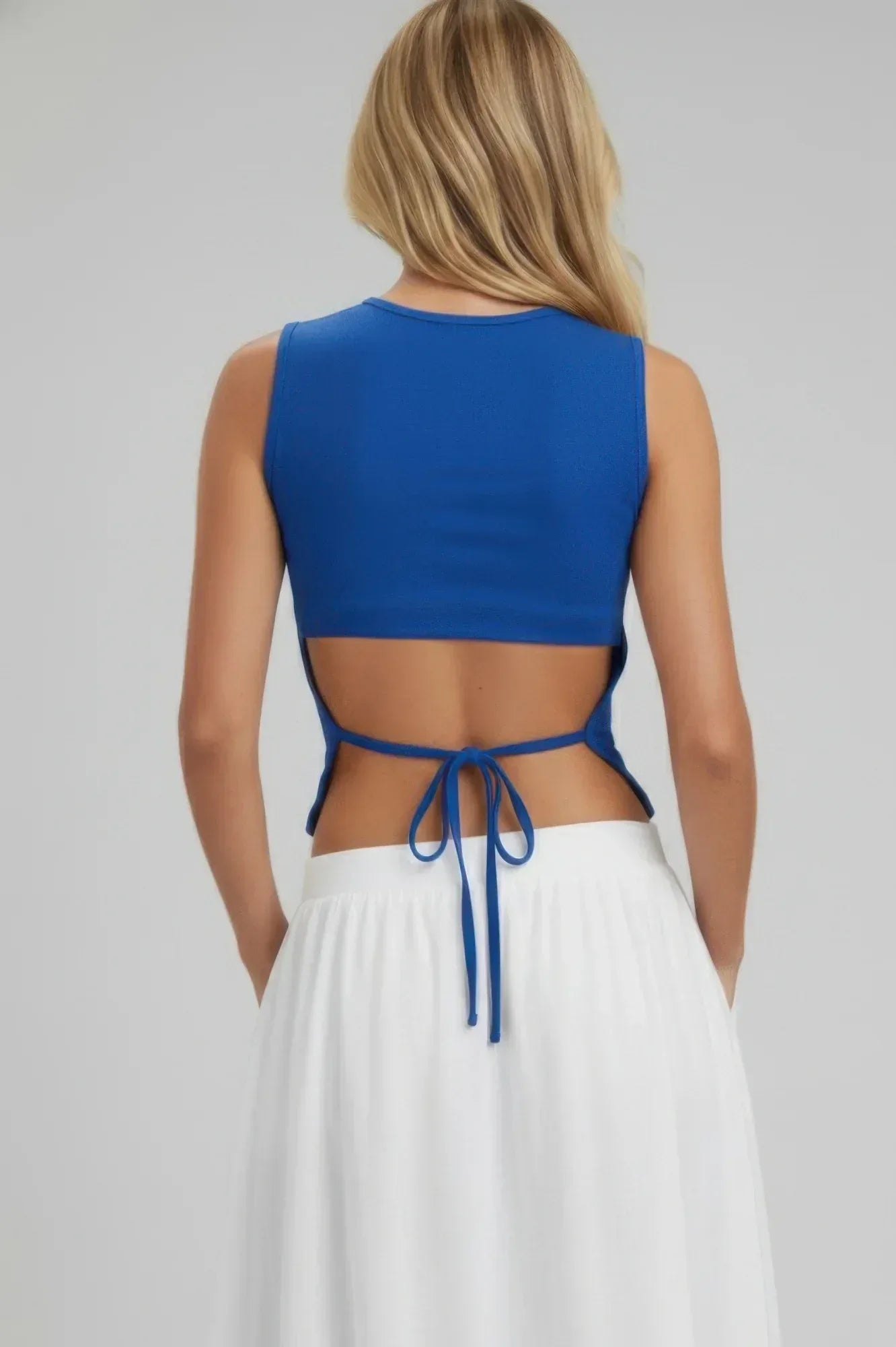 Sleeveless Mock Neck Top With Adjustable Side Slit Tie | Mixtshop LLC