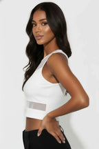 Sheer Mesh Panel Crop Tank Top | Mixtshop LLC