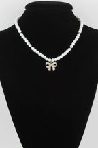 White Pearl Bow Necklace | Mixtshop LLC