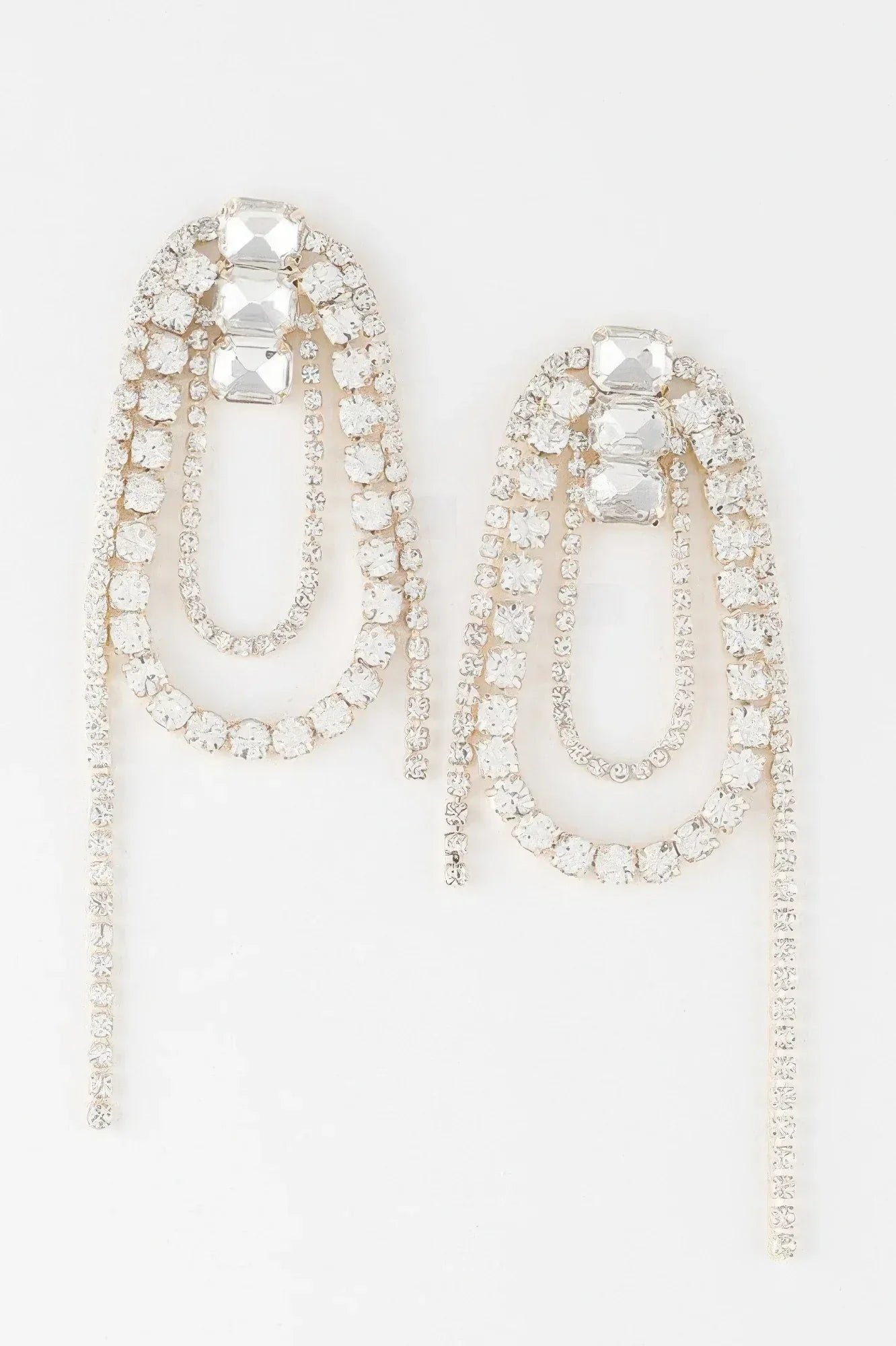Oval Rhinestone Fringe Earrings | Mixtshop LLC Main image