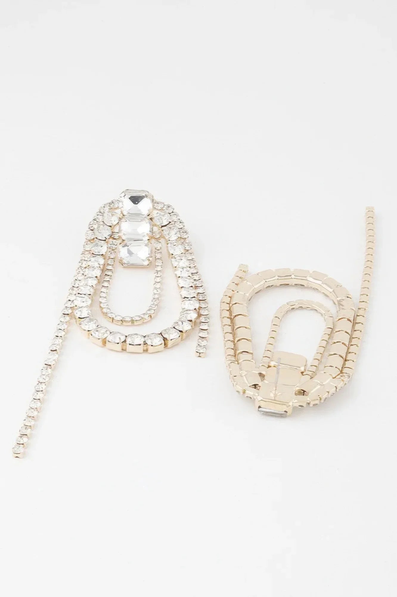 Oval Rhinestone Fringe Earrings Secondary image