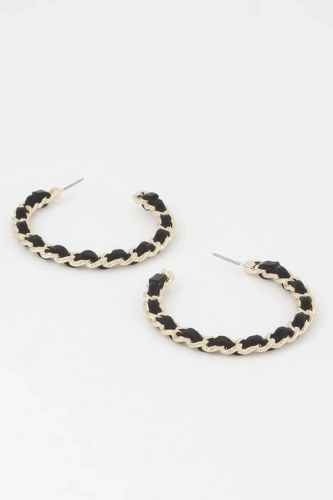 Velvet Lace Wrapped Hoop Earrings Secondary image