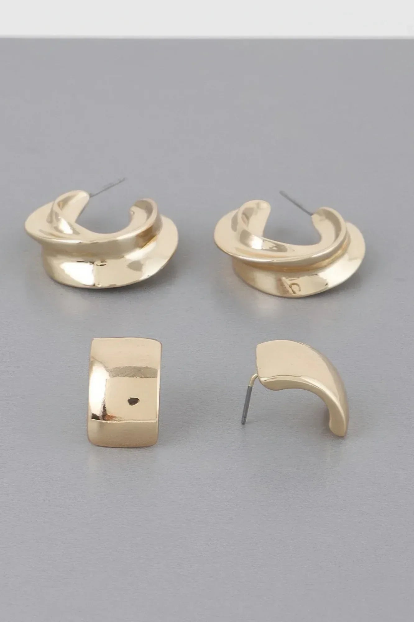 Two Pair Mini C Hoop Earrings Set Secondary image