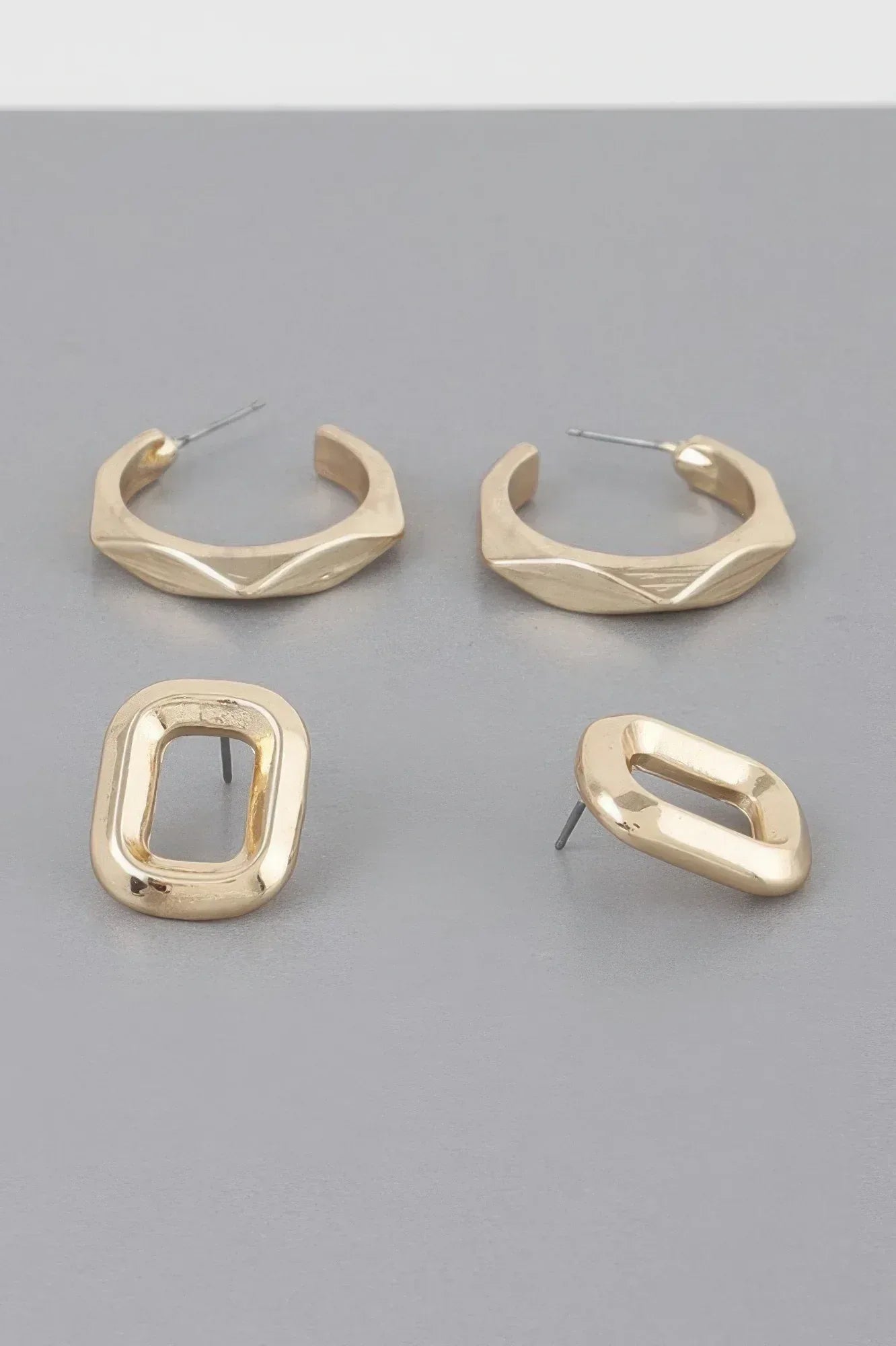 Copper Metal Clip Earrings Set Secondary image