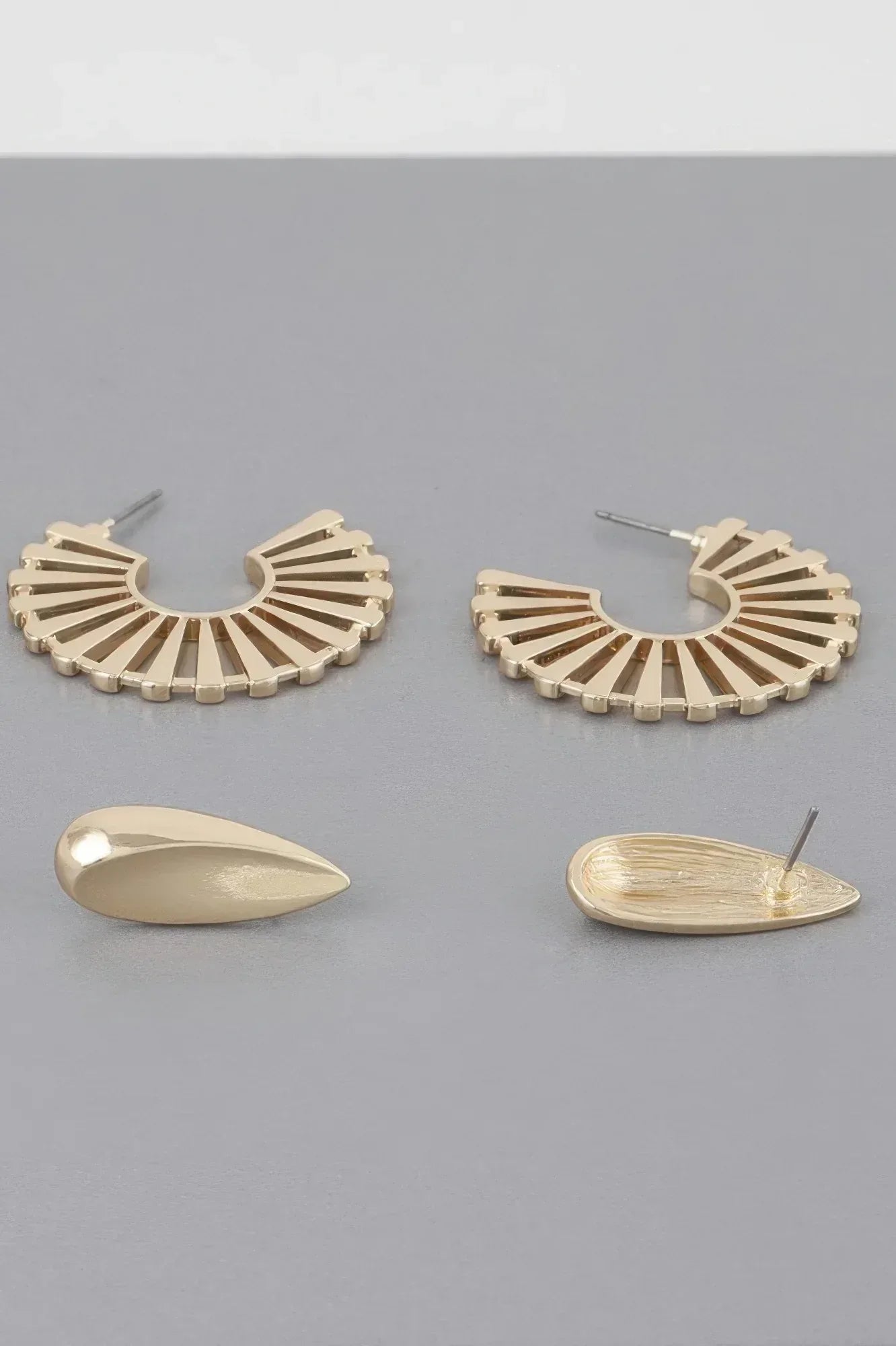 Sunray Flat Hoop Earrings Set | Mixtshop LLC Main image