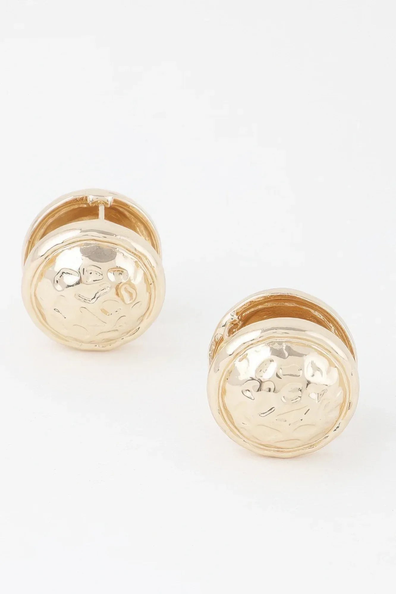 Gold Circle Pleated Button Clip On Earrings | Mixtshop LLC Main image