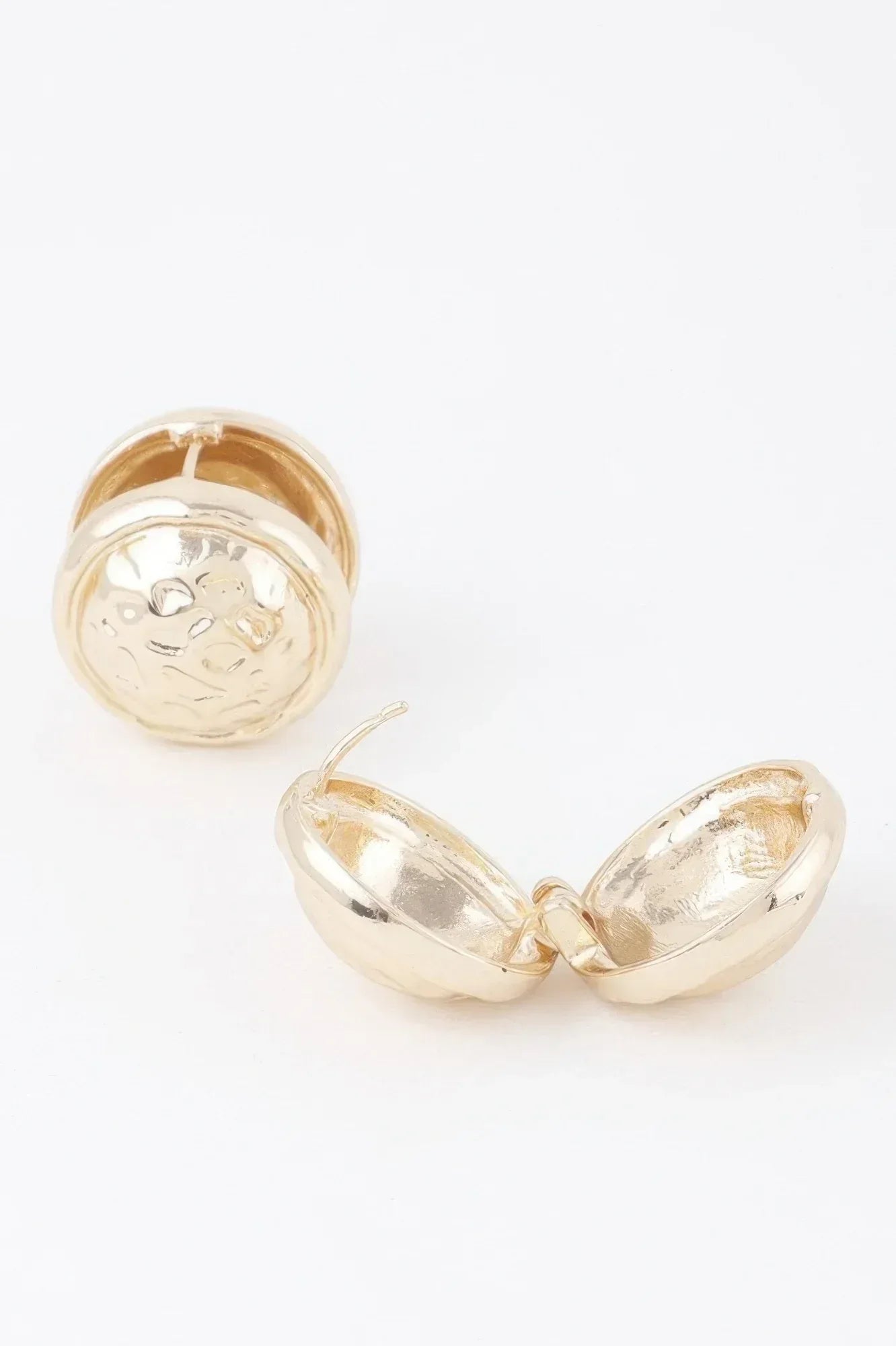 Gold Circle Pleated Button Clip On Earrings Secondary image