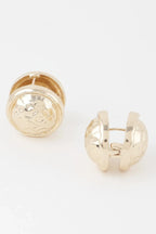 Gold Circle Pleated Button Clip On Earrings | Mixtshop LLC
