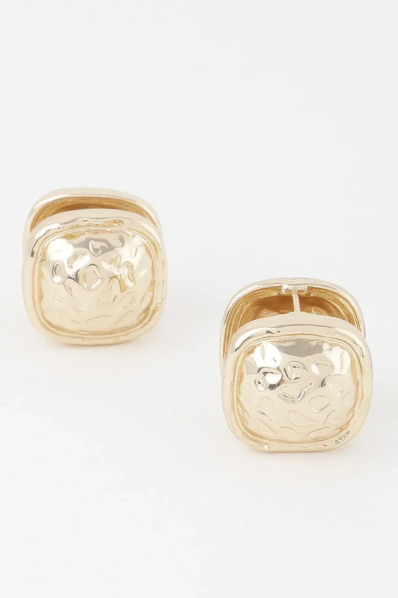 Gold Square Pleated Button Clip On Earrings | Mixtshop LLC