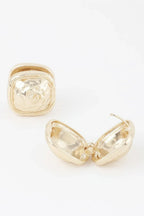 Gold Square Pleated Button Clip On Earrings | Mixtshop LLC