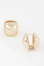 Gold Square Pleated Button Clip On Earrings | Mixtshop LLC
