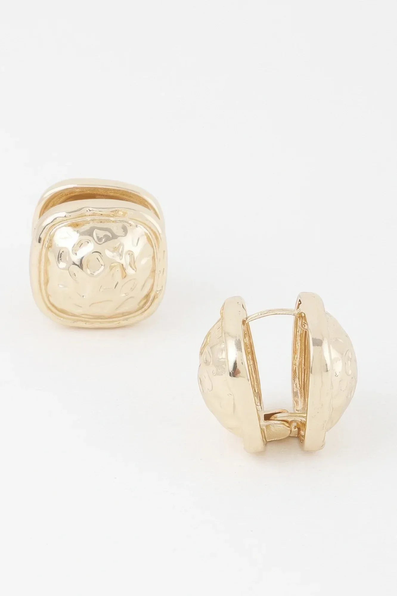 Gold Square Pleated Button Clip On Earrings | Mixtshop LLC