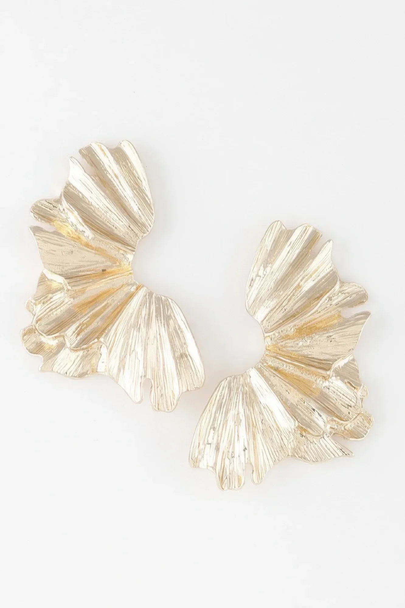 Sculptural Flower Gold Drop Earrings | Mixtshop LLC