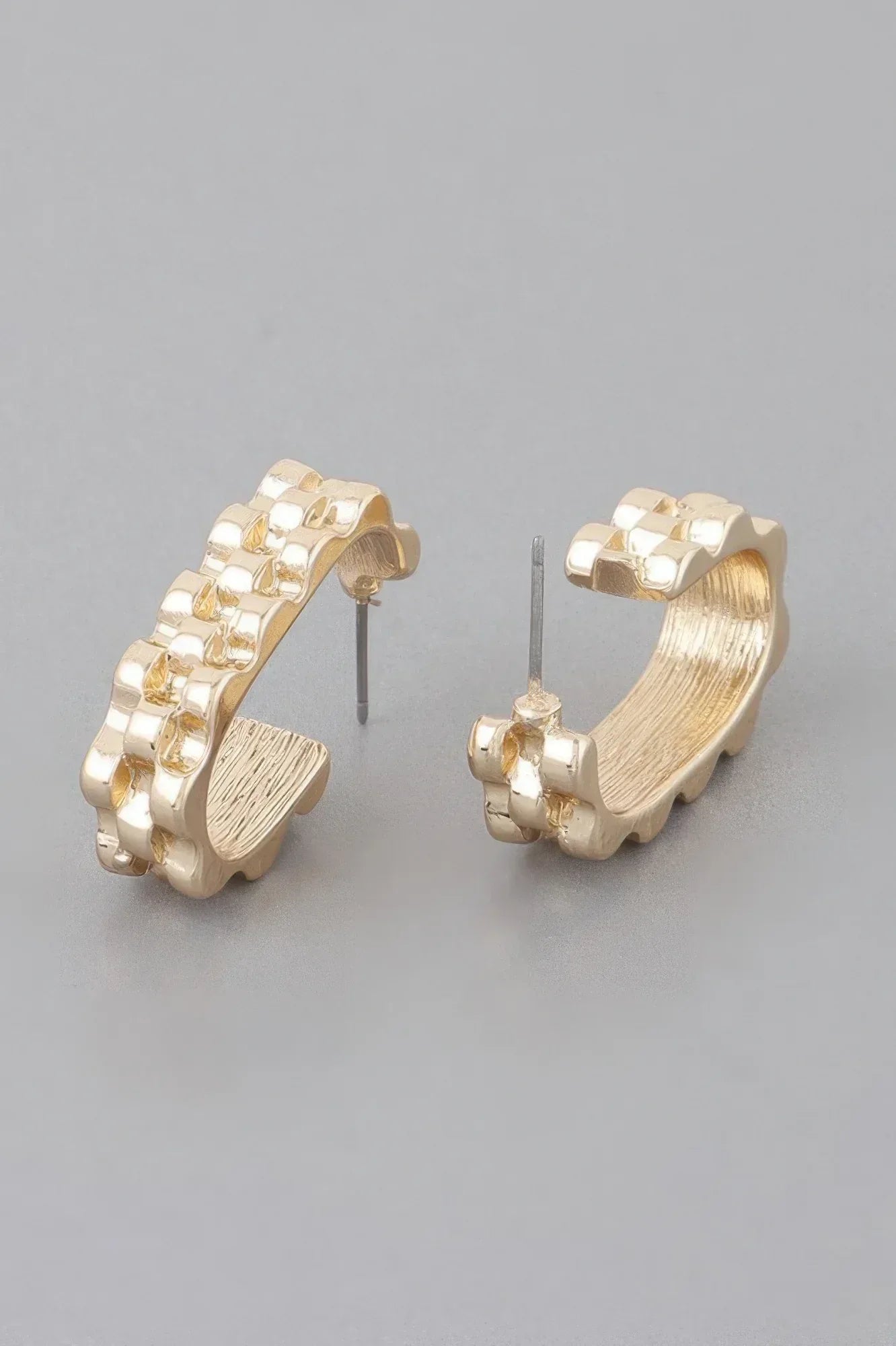 Textured Ware Brass Cuff Earrings | Mixtshop LLC Main image