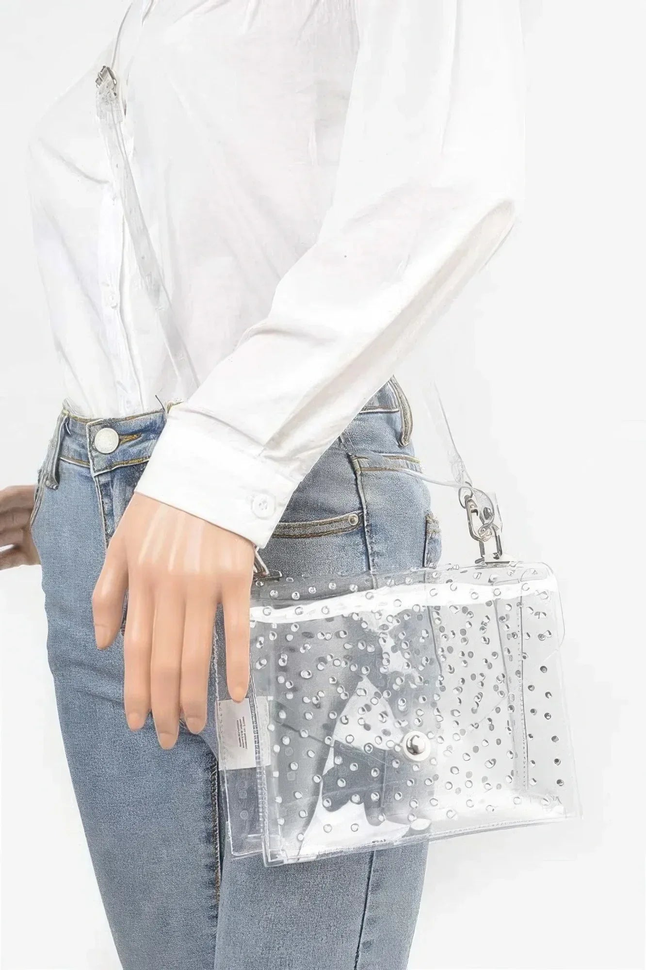 Rhinestone Hot Fix Clear Crossbody Bag | Mixtshop LLC