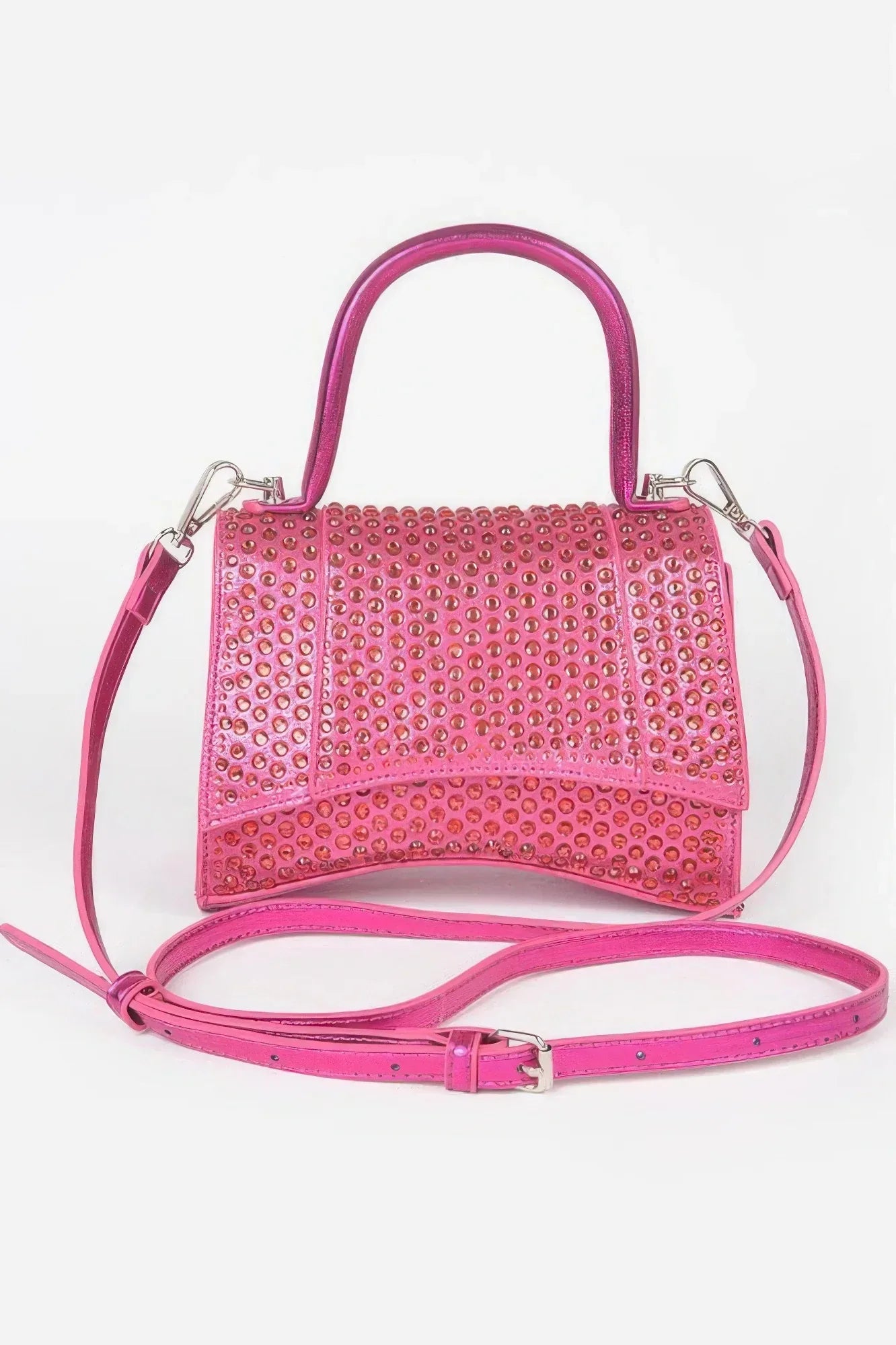 Metallic Rhinestone Hotfix Top Handle Flap Bag | Mixtshop LLC