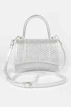 Metallic Rhinestone Hotfix Top Handle Flap Bag | Mixtshop LLC