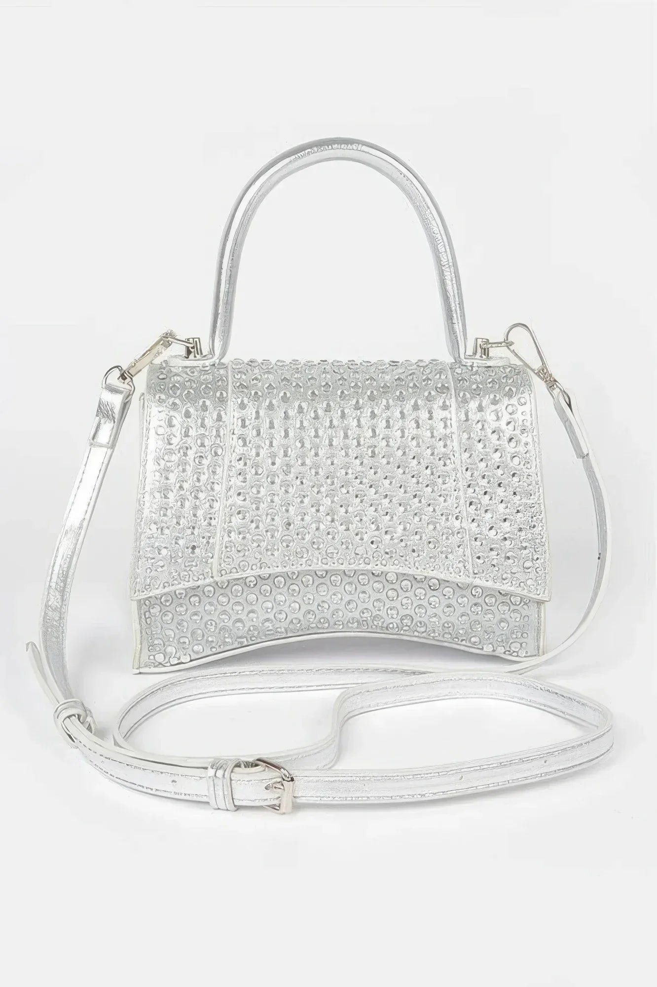 Metallic Rhinestone Hotfix Top Handle Flap Bag | Mixtshop LLC