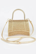 Metallic Rhinestone Hotfix Top Handle Flap Bag | Mixtshop LLC