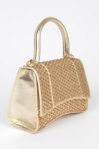 Metallic Rhinestone Hotfix Top Handle Flap Bag | Mixtshop LLC