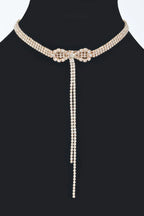 Rhinestone Bow String Choker Necklace | Mixtshop LLC