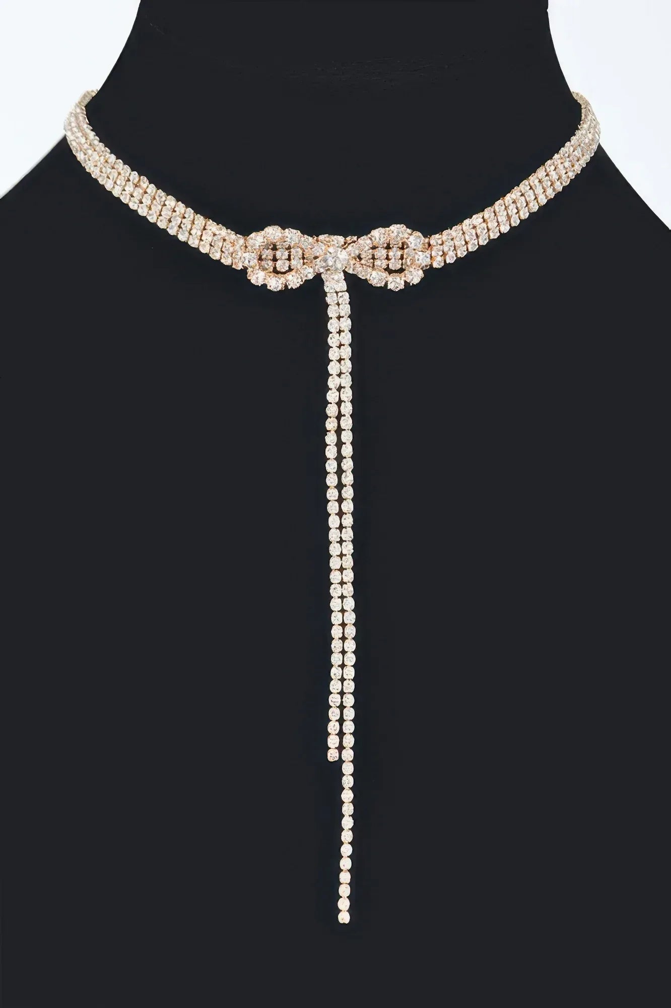 Rhinestone Bow String Choker Necklace | Mixtshop LLC