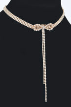 Rhinestone Bow String Choker Necklace | Mixtshop LLC