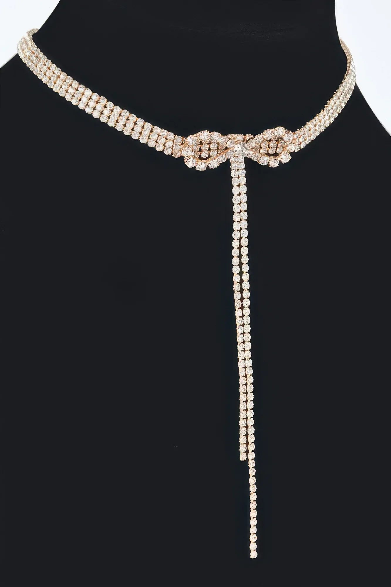 Rhinestone Bow String Choker Necklace | Mixtshop LLC