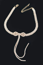 Rhinestone Bow String Choker Necklace | Mixtshop LLC