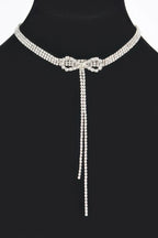 Rhinestone Bow String Choker Necklace | Mixtshop LLC