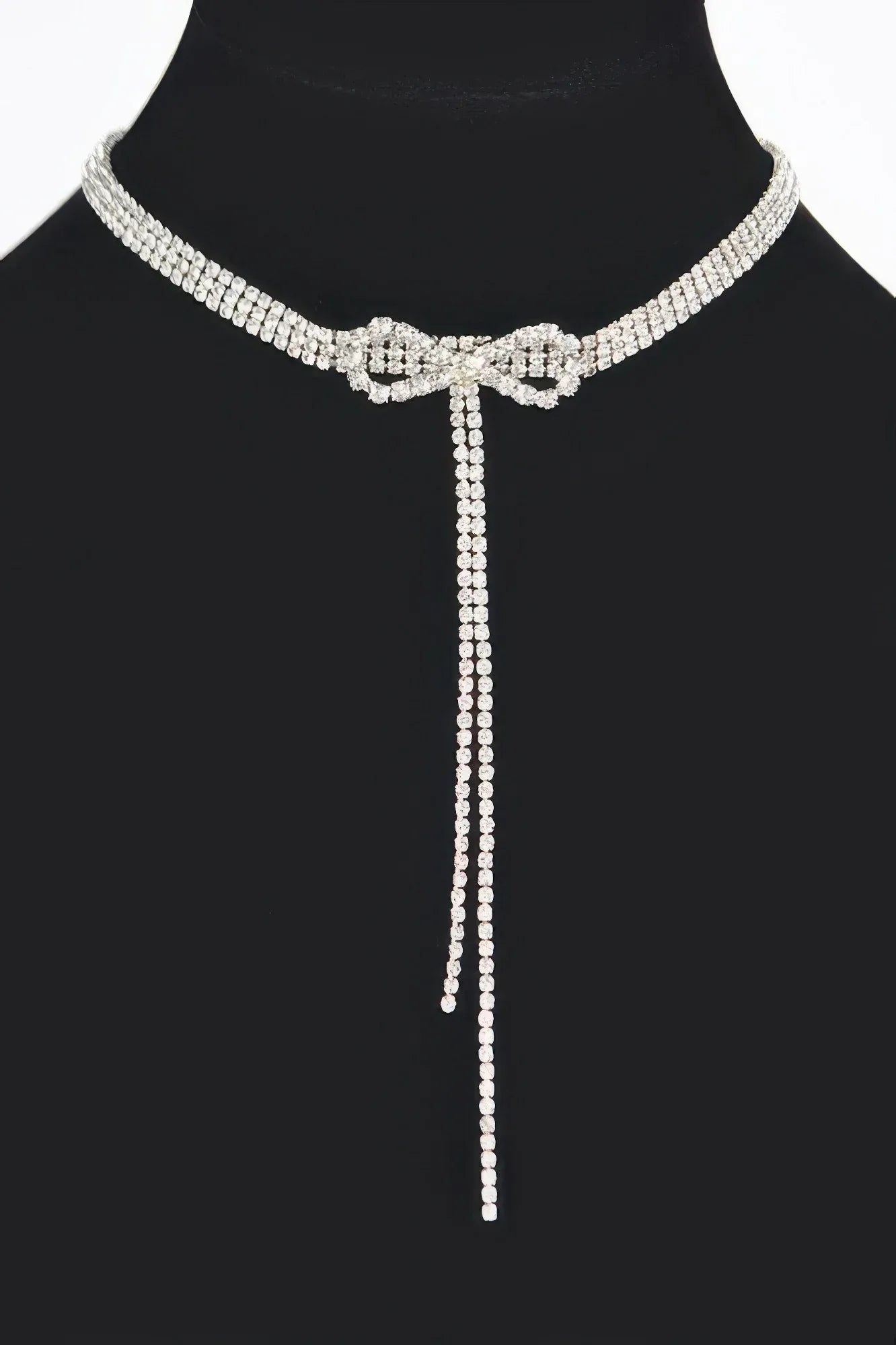 Rhinestone Bow String Choker Necklace | Mixtshop LLC
