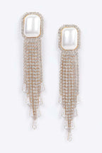 Faux Pearl Rhinestone Tassle Earring | Mixtshop LLC