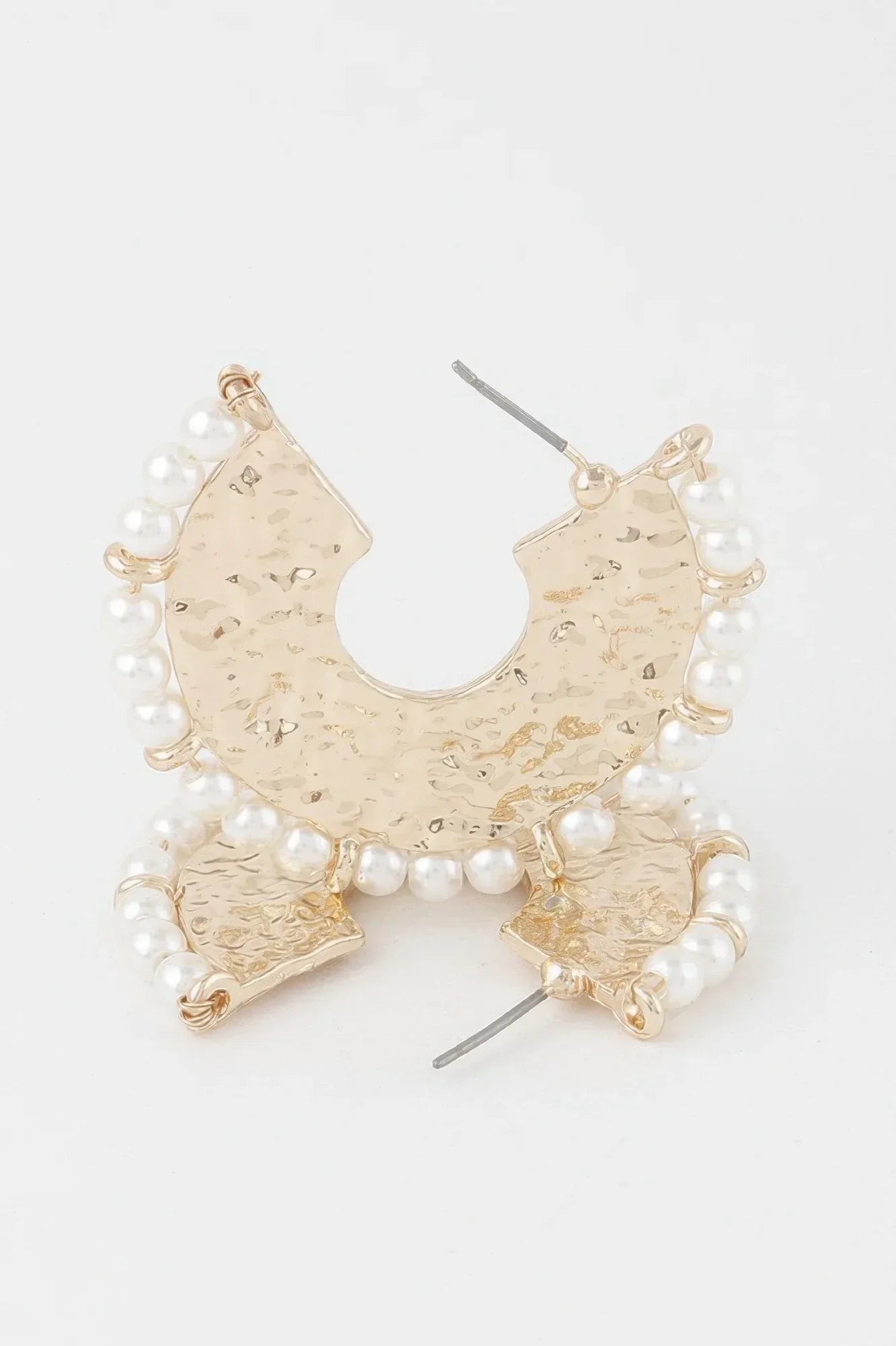 Pearl Hammered Hoop Earrings | Mixtshop LLC Main image