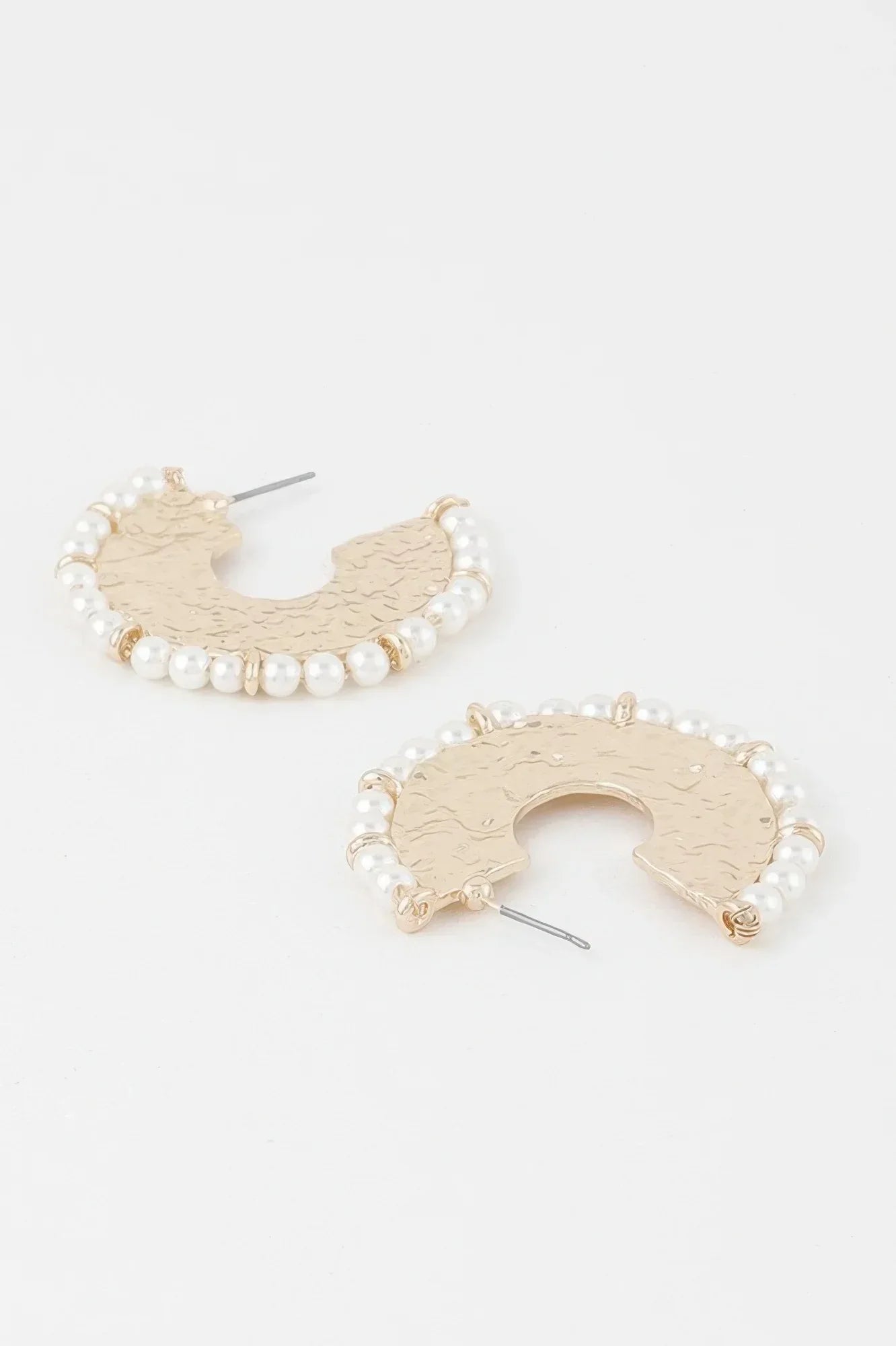 Pearl Hammered Hoop Earrings | Mixtshop LLC