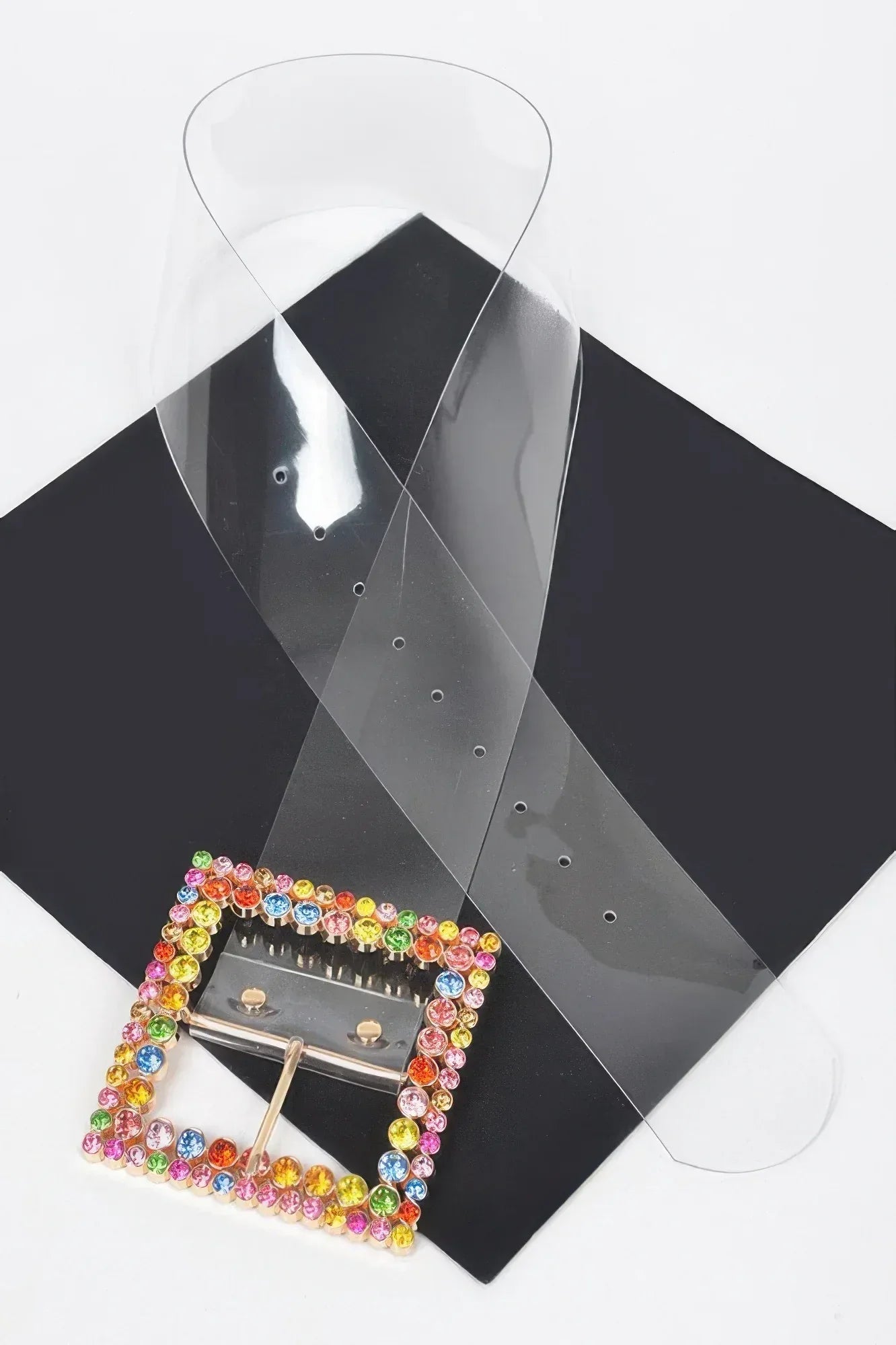 Multi Rhinestone Buckle Clear Belt Secondary image