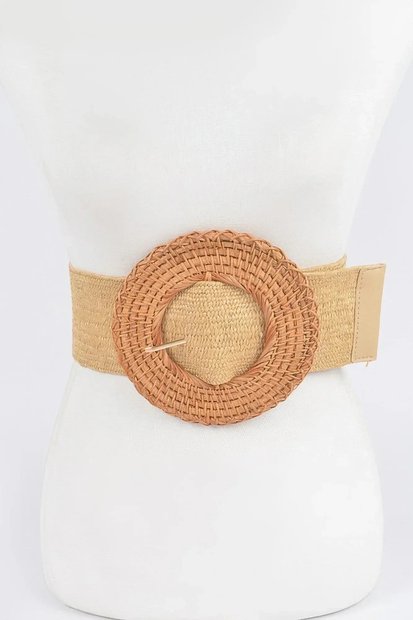 Oversized Bamboo Buckle Waist Elastic Belt | Mixtshop LLC Main image