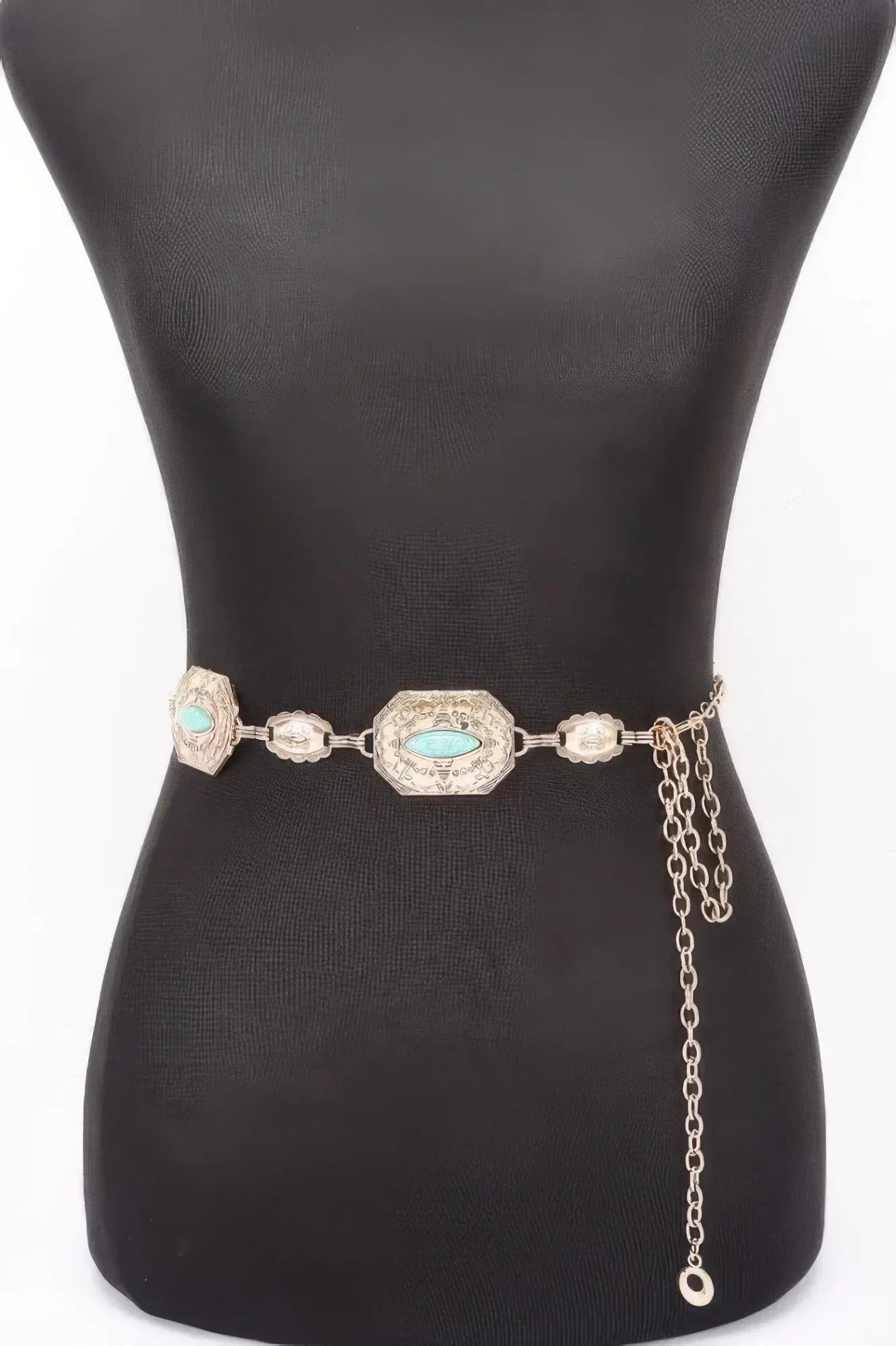 Western Turquoise Chain Belt | Mixtshop LLC Main image
