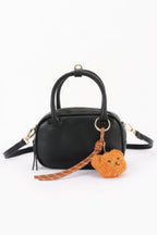 Vegan Leather Mini Bowling Bag With Bear Charm | Mixtshop LLC