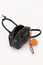 Vegan Leather Mini Bowling Bag With Bear Charm | Mixtshop LLC