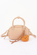 Vegan Leather Mini Bowling Bag With Bear Charm | Mixtshop LLC