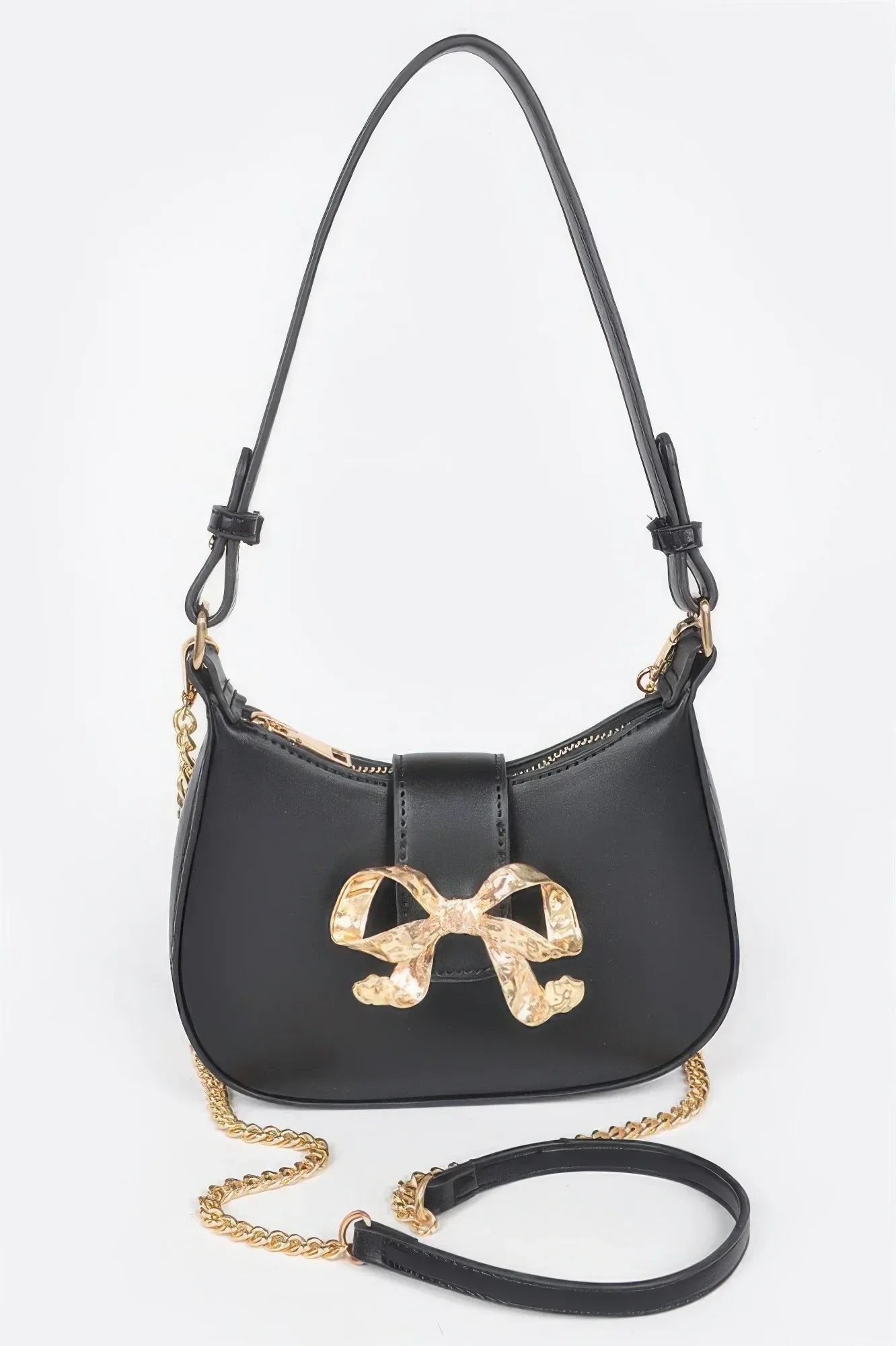 Vegan Leather Small Hobo Bag W/metal Ribbon | Mixtshop LLC
