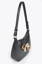 Vegan Leather Small Hobo Bag W/metal Ribbon | Mixtshop LLC