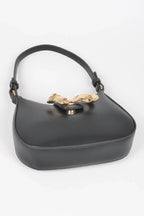 Vegan Leather Small Hobo Bag W/metal Ribbon | Mixtshop LLC