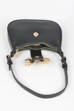 Vegan Leather Small Hobo Bag W/metal Ribbon | Mixtshop LLC