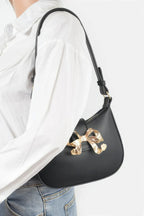 Vegan Leather Small Hobo Bag W/metal Ribbon | Mixtshop LLC